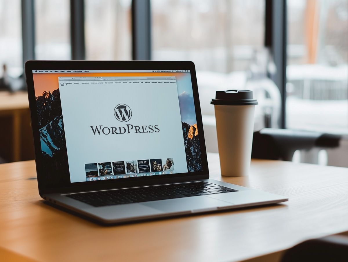 Laptop mit Wordpresslogo